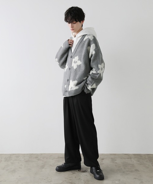 美品 RYO TAKASHIMA カーディガン ニット モヘア ビックシルエット ビックシルエットモヘアライクカーディガン アーガイル