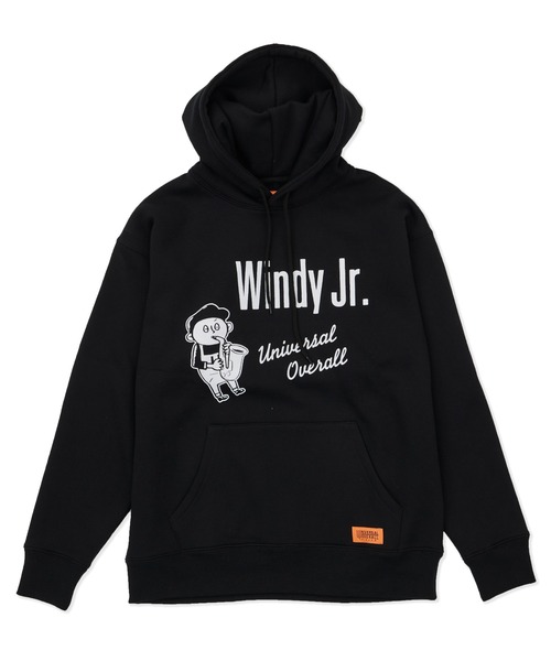 UNIVERSAL OVERALL（ユニバーサルオーバーオール）の「スウェットフーディー【SWEAT HOODIE_WINDYJr】（パーカー・レディース・ブラック/ヘザーグレー/ダークネイビー・M/L/S）」の5枚目の写真