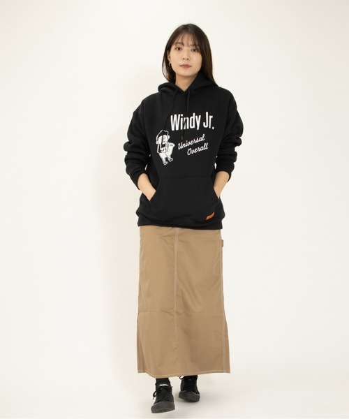 UNIVERSAL OVERALL（ユニバーサルオーバーオール）の「スウェットフーディー【SWEAT HOODIE_WINDYJr】（パーカー・レディース・ブラック/ヘザーグレー/ダークネイビー・M/L/S）」の9枚目の写真