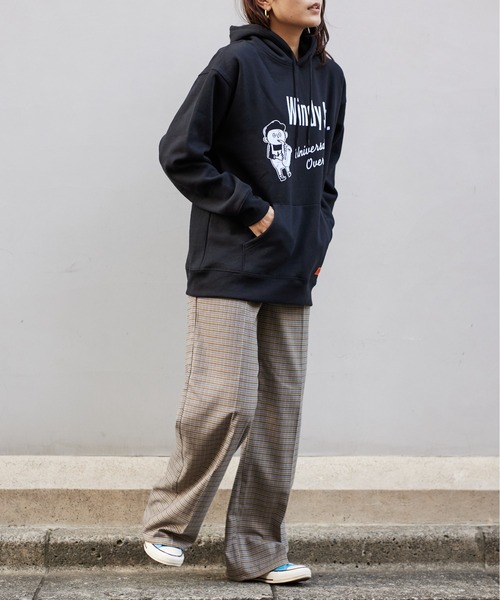 UNIVERSAL OVERALL（ユニバーサルオーバーオール）の「スウェットフーディー【SWEAT HOODIE_WINDYJr】（パーカー・レディース・ブラック/ヘザーグレー/ダークネイビー・M/L/S）」の4枚目の写真