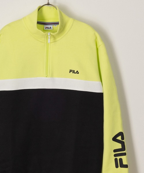 FILA（フィラ）の「【FILA/フィラ】ワンポイント刺繍切替ハーフジップスウェット/裏起毛（スウェット・レディース・ブルー/グレー/ブラック/イエロー・M/L/XL）」の4枚目の写真