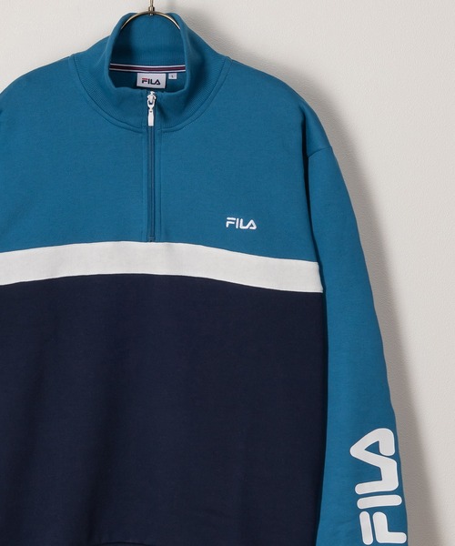 FILA（フィラ）の「【FILA/フィラ】ワンポイント刺繍切替ハーフジップスウェット/裏起毛（スウェット・レディース・ブルー/グレー/ブラック/イエロー・M/L/XL）」の3枚目の写真