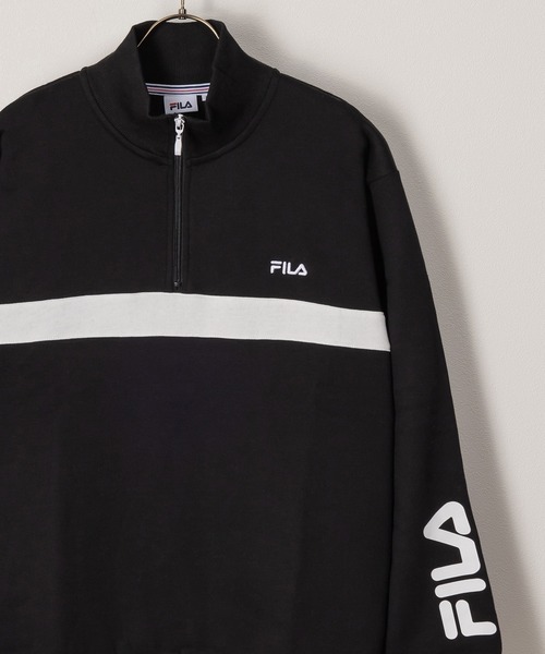 FILA（フィラ）の「【FILA/フィラ】ワンポイント刺繍切替ハーフジップスウェット/裏起毛（スウェット・レディース・ブルー/グレー/ブラック/イエロー・M/L/XL）」の2枚目の写真