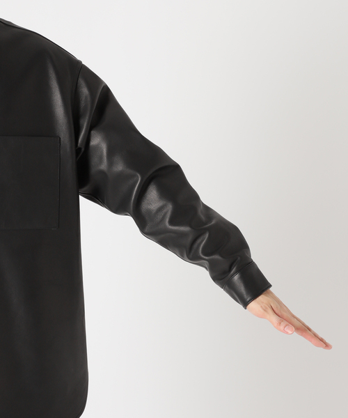 EDIFICE LA BOUCLE（エディフィスラブークル）の「【LA BOUCLE / ラブークル】ネイキッド ラム レザー ワンピースカラーシャツ（シャツ/ブラウス・メンズ・ブラック・1/2）」の12枚目の写真