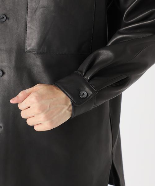 EDIFICE LA BOUCLE（エディフィスラブークル）の「【LA BOUCLE / ラブークル】ネイキッド ラム レザー ワンピースカラーシャツ（シャツ/ブラウス・メンズ・ブラック・1/2）」の13枚目の写真