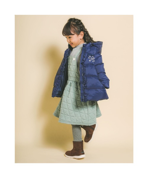 Noeil aime BeBe（ノイユエイムベベ）の「NoeilaimeBeBe/キルティングシームポケットジャンパースカート(90~130cm)（ジャンパースカート・キッズ・グリーン/ライトブラウン・100/110/90/120/130）」の3枚目の写真