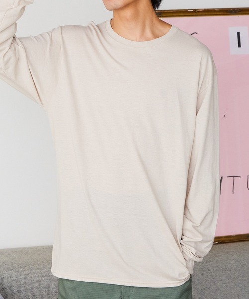 JERZEES（ジャージーズ）の「JERZEES/ジャージーズ DRI-POWER 5.4oz ロングスリーブシャツ クルーネック ロンT ビッグシルエットカットソー 無地T 長袖Tシャツ（Tシャツ/カットソー・メンズ・ネイビー/ホワイト/ブラック/グレイッシュベージュ/ダークグリーン/アッシュグレー・L/M/XL/S）」の4枚目の写真