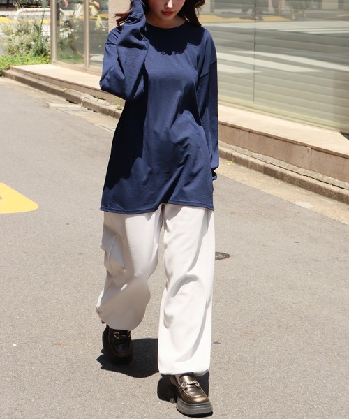 JERZEES（ジャージーズ）の「JERZEES/ジャージーズ DRI-POWER 5.4oz ロングスリーブシャツ クルーネック ロンT ビッグシルエットカットソー 無地T 長袖Tシャツ（Tシャツ/カットソー・メンズ・ネイビー/ホワイト/ブラック/グレイッシュベージュ/ダークグリーン/アッシュグレー・L/M/XL/S）」の18枚目の写真