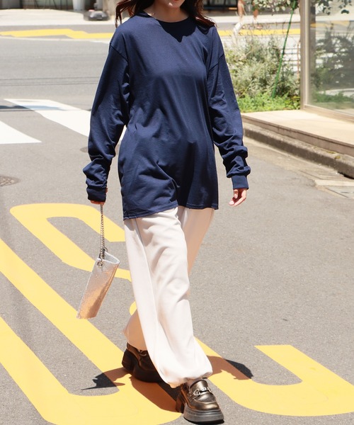 JERZEES（ジャージーズ）の「JERZEES/ジャージーズ DRI-POWER 5.4oz ロングスリーブシャツ クルーネック ロンT ビッグシルエットカットソー 無地T 長袖Tシャツ（Tシャツ/カットソー・メンズ・ネイビー/ホワイト/ブラック/グレイッシュベージュ/ダークグリーン/アッシュグレー・L/M/XL/S）」の21枚目の写真