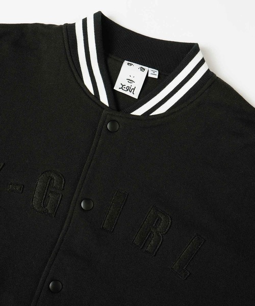 X-girl(エックスガール)の「SWEAT VARSITY JACKET(スタジャン・レディース・ブラック/ピンク/ベージュ・S/M)」の9枚目の写真