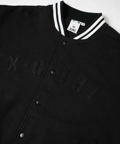 X-girl(エックスガール)の「SWEAT VARSITY JACKET(スタジャン・レディース・ブラック/ピンク/ベージュ・S/M)」の11枚目の写真