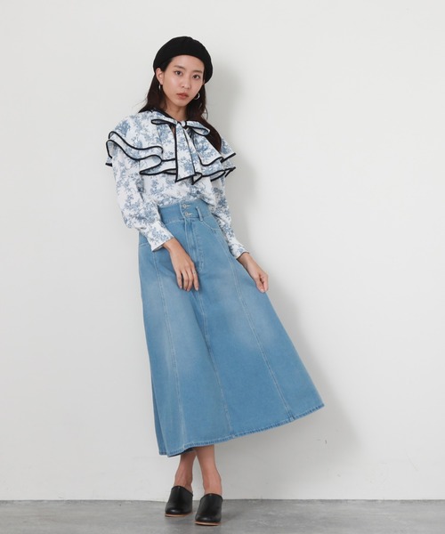 Cheek（チーク）の「デニムフレアスカート（デニムスカート・レディース・ネイビー/ブルー・SMALL/MEDIUM）」の12枚目の写真