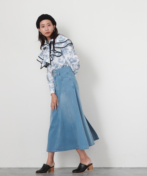 Cheek（チーク）の「デニムフレアスカート（デニムスカート・レディース・ネイビー/ブルー・SMALL/MEDIUM）」の6枚目の写真