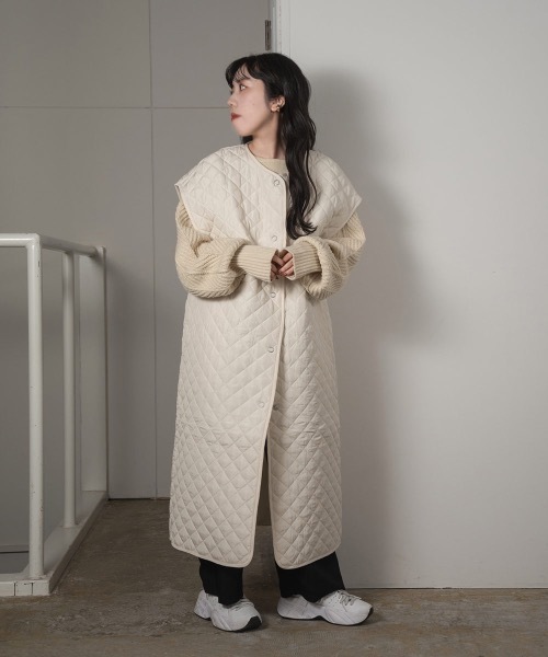 lawgy（ラウジー）の「front button quilting vest（ベスト・レディース・カーキ/ブラウン/アイボリー・FREE）」の11枚目の写真