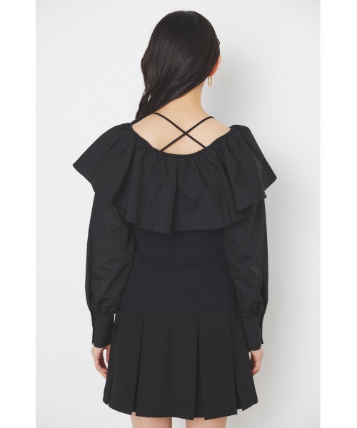 rienda(リエンダ)の「フリルネック布帛コンビニットトップス(ニット/セーター・レディース・ブラック/ホワイト/ベージュ/パープル・FREE)」の10枚目の写真