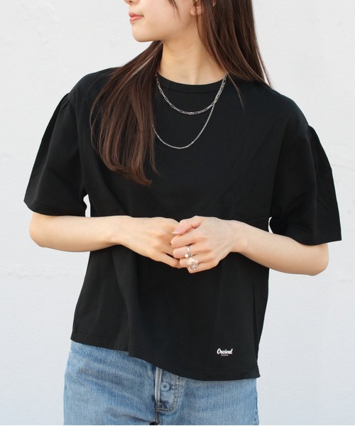 ORCIVAL(オーシバル)の「ORCIVAL/オーシバル 40/2 ギャザーショートスリーブクルーネックプルオーバー GATHER SHORTSLEEVE CREWNECK PULLOVER OR-C0231 GJR(Tシャツ/カットソー・レディース・イエロー/ホワイト/ブラック・1)」の1枚目の写真