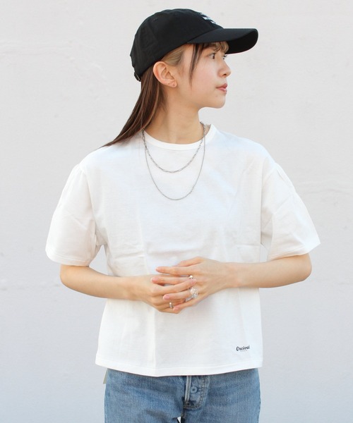ORCIVAL(オーシバル)の「ORCIVAL/オーシバル 40/2 ギャザーショートスリーブクルーネックプルオーバー GATHER SHORTSLEEVE CREWNECK PULLOVER OR-C0231 GJR(Tシャツ/カットソー・レディース・イエロー/ホワイト/ブラック・1)」の4枚目の写真