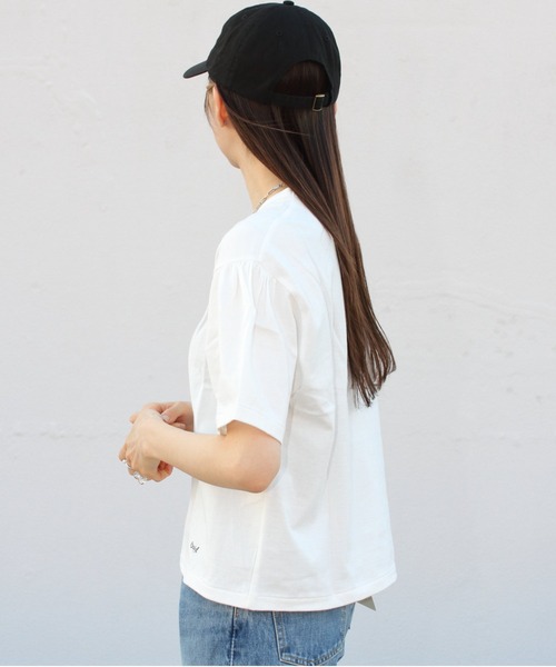 ORCIVAL(オーシバル)の「ORCIVAL/オーシバル 40/2 ギャザーショートスリーブクルーネックプルオーバー GATHER SHORTSLEEVE CREWNECK PULLOVER OR-C0231 GJR(Tシャツ/カットソー・レディース・イエロー/ホワイト/ブラック・1)」の6枚目の写真
