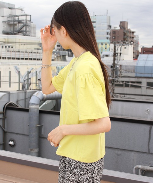 ORCIVAL(オーシバル)の「ORCIVAL/オーシバル 40/2 ギャザーショートスリーブクルーネックプルオーバー GATHER SHORTSLEEVE CREWNECK PULLOVER OR-C0231 GJR(Tシャツ/カットソー・レディース・イエロー/ホワイト/ブラック・1)」の15枚目の写真