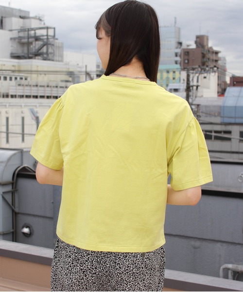 ORCIVAL(オーシバル)の「ORCIVAL/オーシバル 40/2 ギャザーショートスリーブクルーネックプルオーバー GATHER SHORTSLEEVE CREWNECK PULLOVER OR-C0231 GJR(Tシャツ/カットソー・レディース・イエロー/ホワイト/ブラック・1)」の9枚目の写真