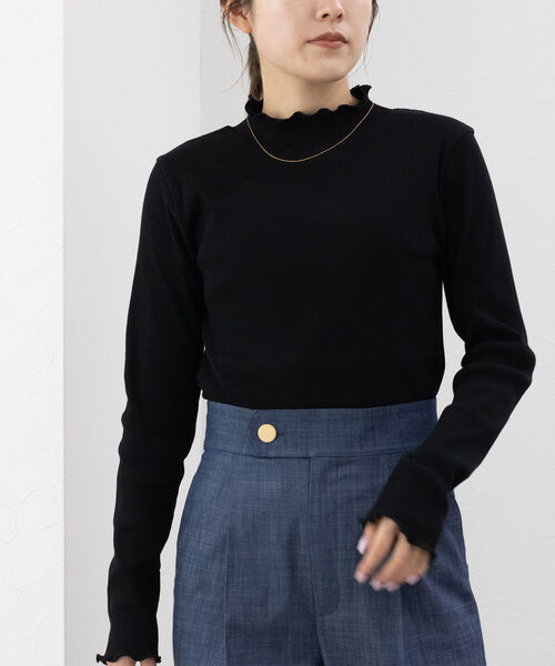 NOLLEY’S(ノーリーズ)の「リブハイネックプルオーバーカットソー(Tシャツ/カットソー・レディース・ブラック/オフホワイト/ライトグレー/ベージュ・38)」の5枚目の写真