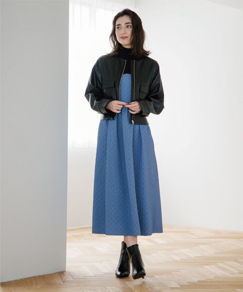 OPAQUE.CLIP（オペークドットクリップ）の「◆ソフトフェイクレザーノーカラージャケット（ブルゾン・レディース・ブラック/ライトグレー・38）」の10枚目の写真