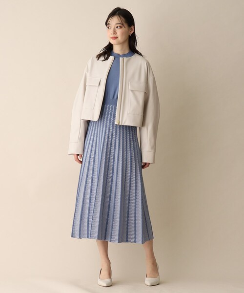 OPAQUE.CLIP（オペークドットクリップ）の「◆ソフトフェイクレザーノーカラージャケット（ブルゾン・レディース・ブラック/ライトグレー・38）」の16枚目の写真