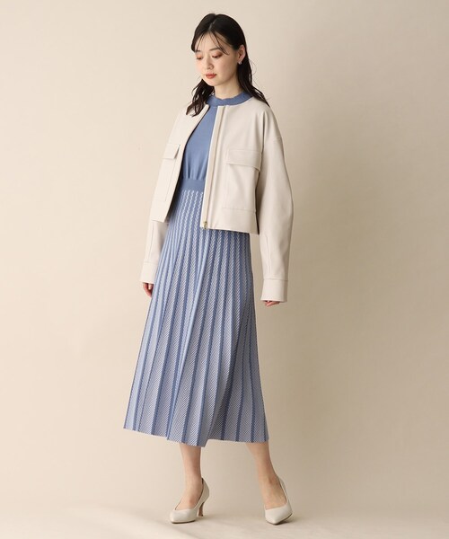 OPAQUE.CLIP（オペークドットクリップ）の「◆ソフトフェイクレザーノーカラージャケット（ブルゾン・レディース・ブラック/ライトグレー・38）」の17枚目の写真