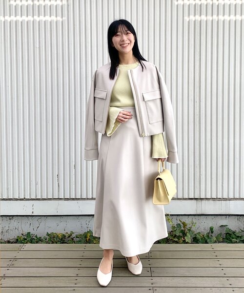 OPAQUE.CLIP（オペークドットクリップ）の「◆ソフトフェイクレザーノーカラージャケット（ブルゾン・レディース・ブラック/ライトグレー・38）」の19枚目の写真