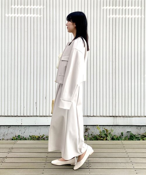 OPAQUE.CLIP（オペークドットクリップ）の「◆ソフトフェイクレザーノーカラージャケット（ブルゾン・レディース・ブラック/ライトグレー・38）」の20枚目の写真