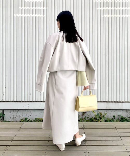 OPAQUE.CLIP（オペークドットクリップ）の「◆ソフトフェイクレザーノーカラージャケット（ブルゾン・レディース・ブラック/ライトグレー・38）」の21枚目の写真