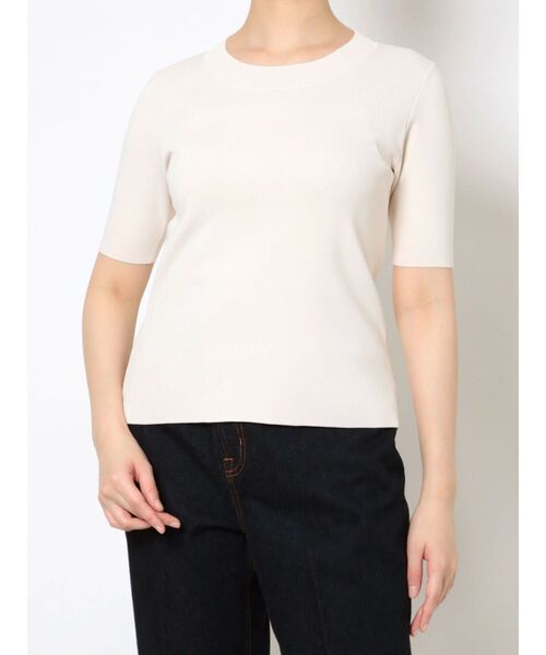 LAGUNAMOON（ラグナムーン）の「ミニマルハーフスリーブニットプルオーバー（ニット/セーター・レディース・ブラック/アイボリー/ラベンダー/ホワイト・FREE）」の13枚目の写真