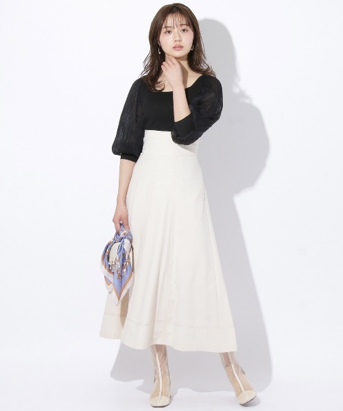 And Couture アンドクチュール 配色ステッチフレアスカート AND COUTURE（アンドクチュール）の「配色ステッチフレア
