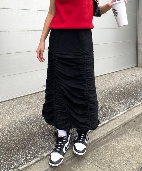SHAGGIE(シャギー)の「ギャザーシャーリングスリットナロースカート(スカート・レディース・ブラック/カーキ・SMALL/MEDIUM)」の12枚目の写真