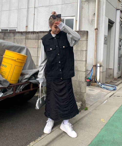 SHAGGIE(シャギー)の「ギャザーシャーリングスリットナロースカート(スカート・レディース・ブラック/カーキ・SMALL/MEDIUM)」の14枚目の写真