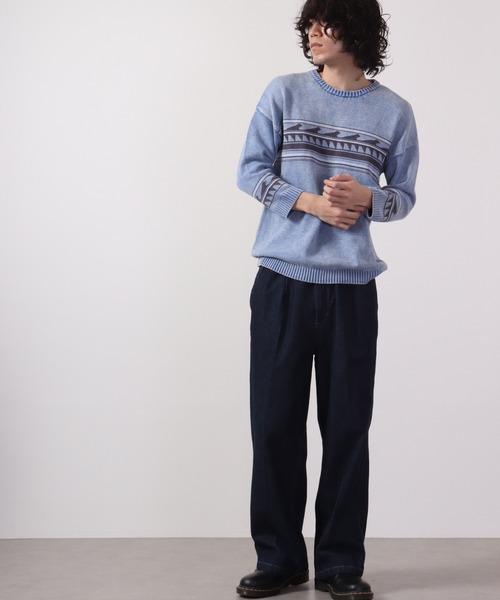 Bling Leads（ブリングリーズ）の「Bling Leads 8分袖ＪＱＤクルーニット（ニット/セーター・メンズ・ブルー/ネイビー・M/L）」の12枚目の写真