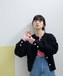 ADAM ET ROPE' | 【サステナブル・WEB限定】コクーンスリーブニットジャケット(その他アウター)