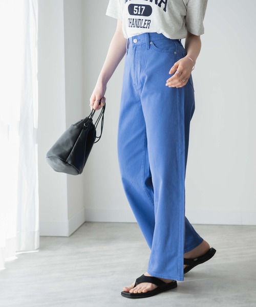 WEGO(ウィゴー)の「WEGO/カラーウエストフィットワイドストレートパンツ(デニムパンツ・レディース・グリーン/ブルー/ライトイエロー/オフホワイト・SMALL/MEDIUM)」の20枚目の写真