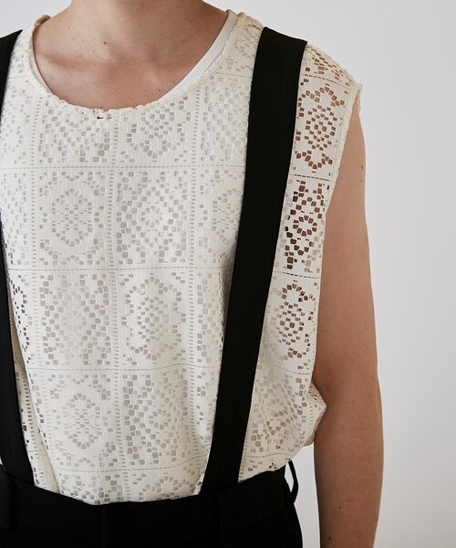 tk.TAKEO KIKUCHI（ティーケータケオキクチ）の「◆サスペンダー付きバギーフレアパンツ（その他パンツ・メンズ・アイボリー/ブラック・03/02）」の7枚目の写真