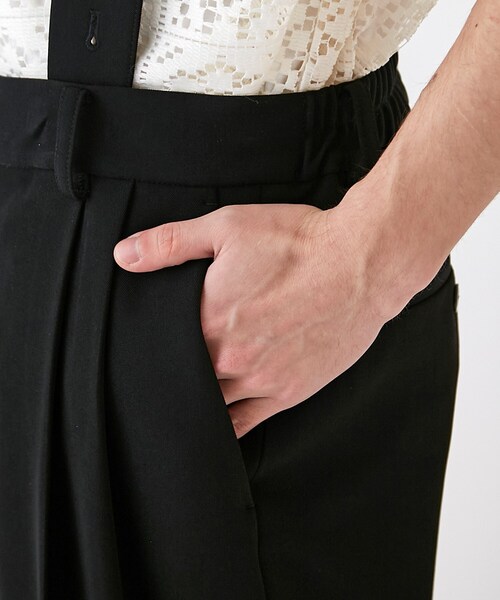 tk.TAKEO KIKUCHI（ティーケータケオキクチ）の「◆サスペンダー付きバギーフレアパンツ（その他パンツ・メンズ・アイボリー/ブラック・03/02）」の9枚目の写真