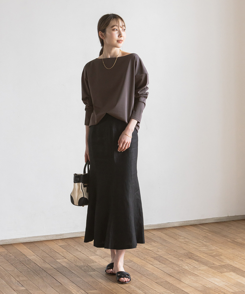 Noble（ノーブル）の「ボートネックプルオーバー（Tシャツ/カットソー・レディース・ホワイト/チャコールグレー・FREE）」の3枚目の写真