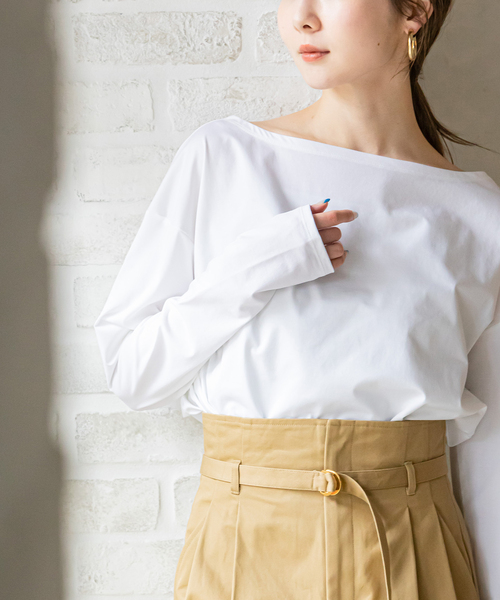 Noble（ノーブル）の「ボートネックプルオーバー（Tシャツ/カットソー・レディース・ホワイト/チャコールグレー・FREE）」の10枚目の写真