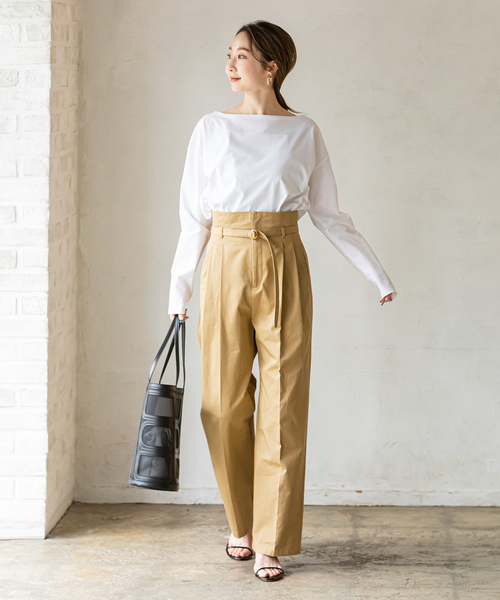 Noble（ノーブル）の「ボートネックプルオーバー（Tシャツ/カットソー・レディース・ホワイト/チャコールグレー・FREE）」の11枚目の写真