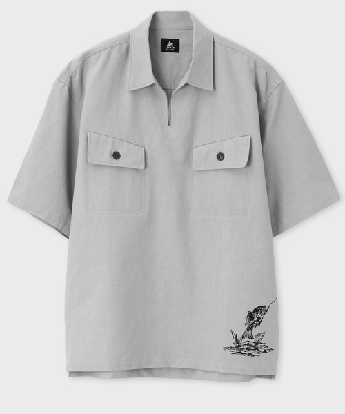 PS Paul Smith（ピーエスポールスミス）の「RED EAR スキッパー プルオーバー シャツ / 132652 RF108（シャツ/ブラウス・メンズ・グレー/チョコ・SMALL/MEDIUM/LARGE/X-LARGE）」の2枚目の写真