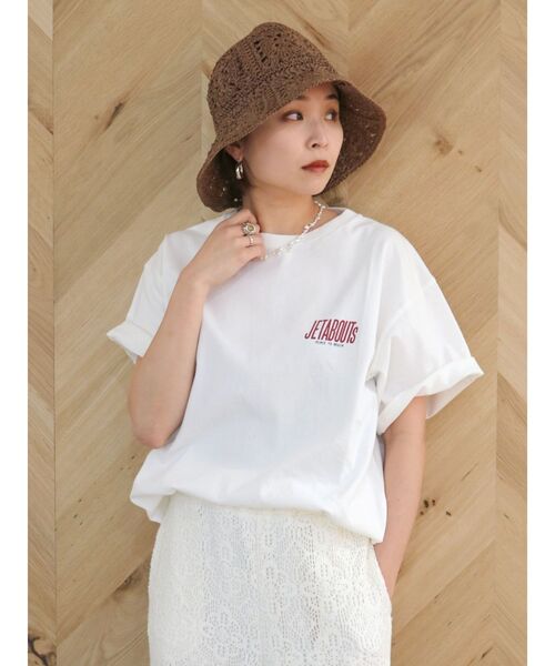 Ungrid（アングリッド）の「JETABOUTS ロゴTee（Tシャツ/カットソー・レディース・ブルー/チャコールグレー/オフホワイト/ピンク・FREE）」の21枚目の写真