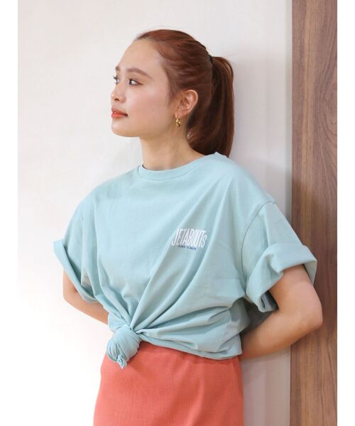 Ungrid（アングリッド）の「JETABOUTS ロゴTee（Tシャツ/カットソー・レディース・ブルー/チャコールグレー/オフホワイト/ピンク・FREE）」の13枚目の写真