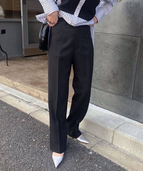 audrey and john wad(オードリーアンドジョンワッド)の「リネンライクセンターシームハイウエストパンツ(その他パンツ・レディース・ブラック/カーキ/ナチュラル・S/M)」の2枚目の写真