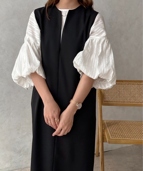 apres jour clair(アプレジュールクレア)の「【apres jour clair】キーネックジャンスカ【ZOZOTOWN限定アイテム】(ワンピース・レディース・ベージュ/アイボリー/ブラウン系その他/ブラック・X-LARGE/フリー)」の5枚目の写真