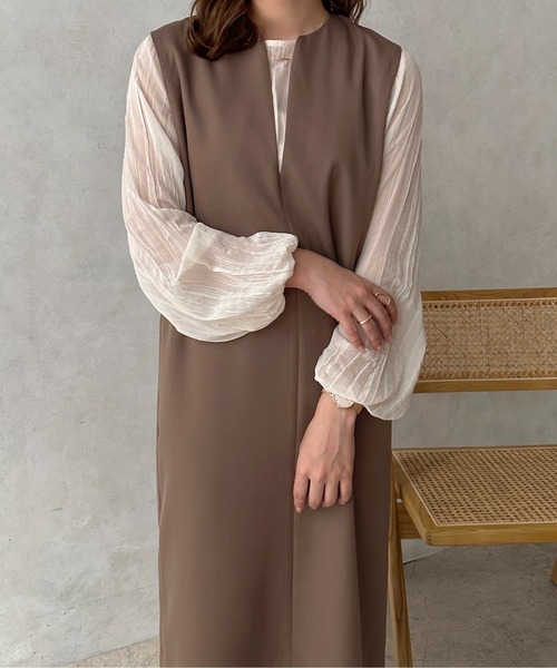 apres jour clair(アプレジュールクレア)の「【apres jour clair】キーネックジャンスカ【ZOZOTOWN限定アイテム】(ワンピース・レディース・ベージュ/アイボリー/ブラウン系その他/ブラック・X-LARGE/フリー)」の8枚目の写真