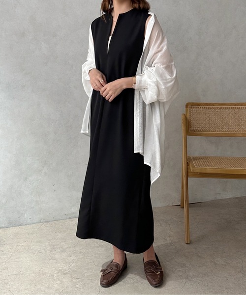 apres jour clair(アプレジュールクレア)の「【apres jour clair】キーネックジャンスカ【ZOZOTOWN限定アイテム】(ワンピース・レディース・ベージュ/アイボリー/ブラウン系その他/ブラック・X-LARGE/フリー)」の6枚目の写真